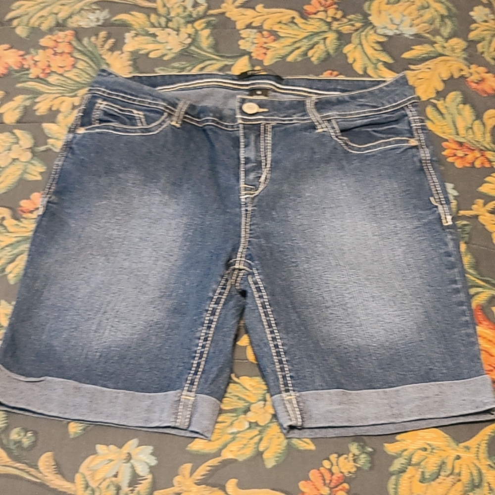 Cuffed Denim Shorts